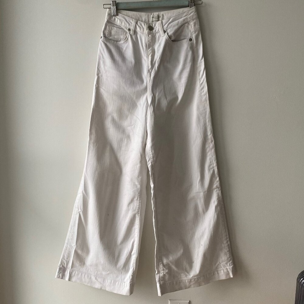 Wide Leg High Rise White Jeans